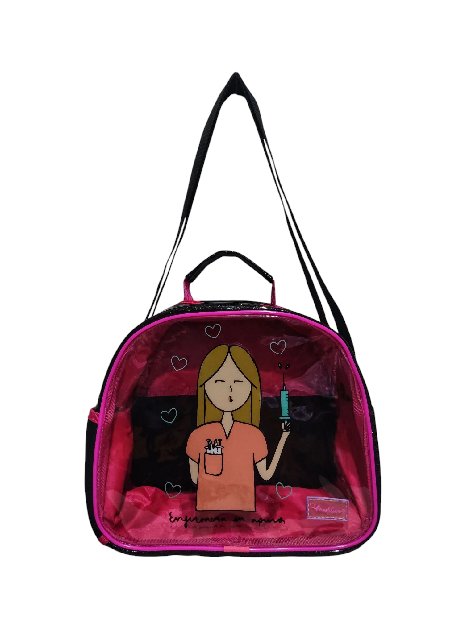Bolso cruzado de hule cristal 01 Negro