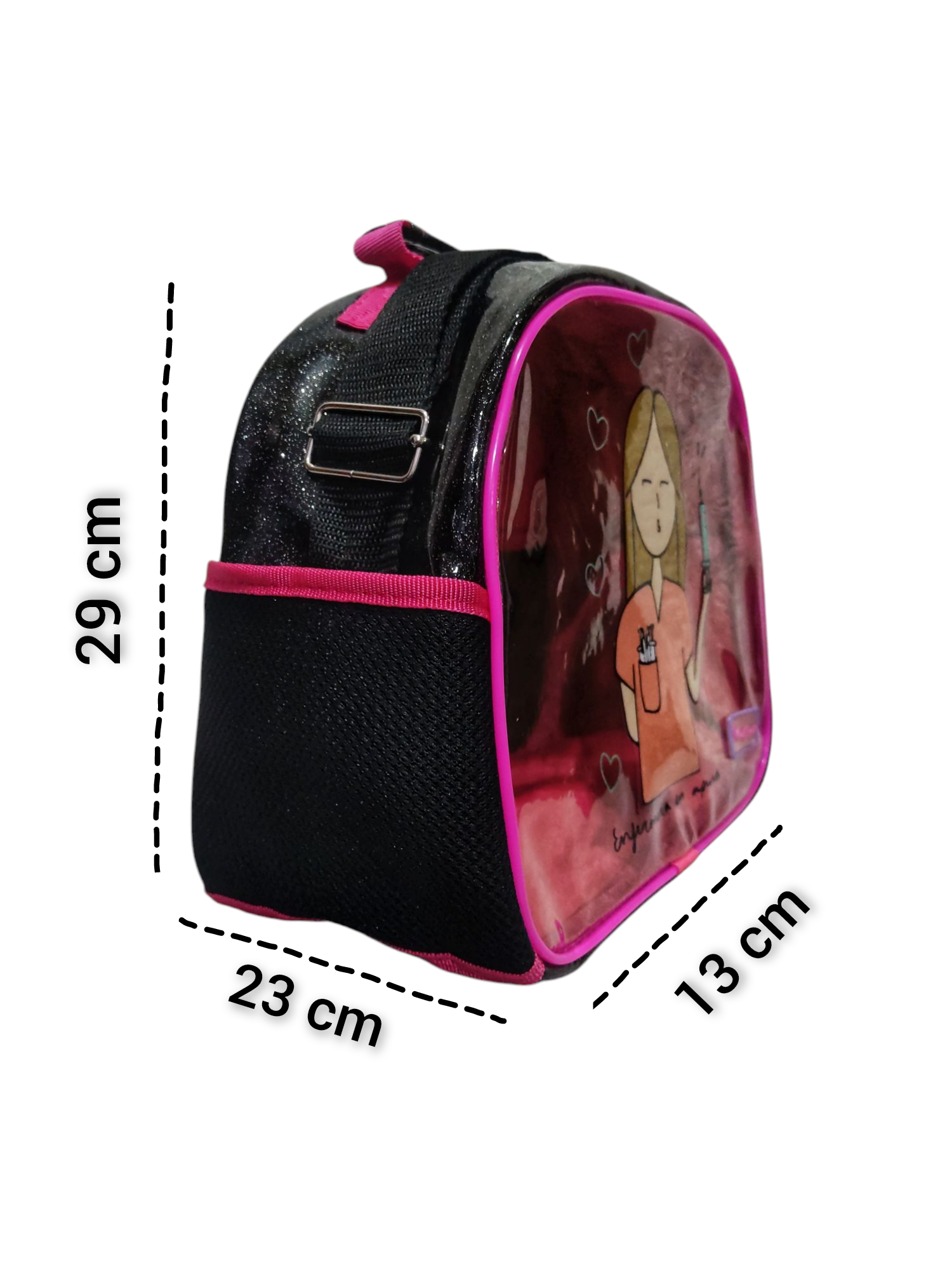 Bolso cruzado de hule cristal 01 Negro - Image 3
