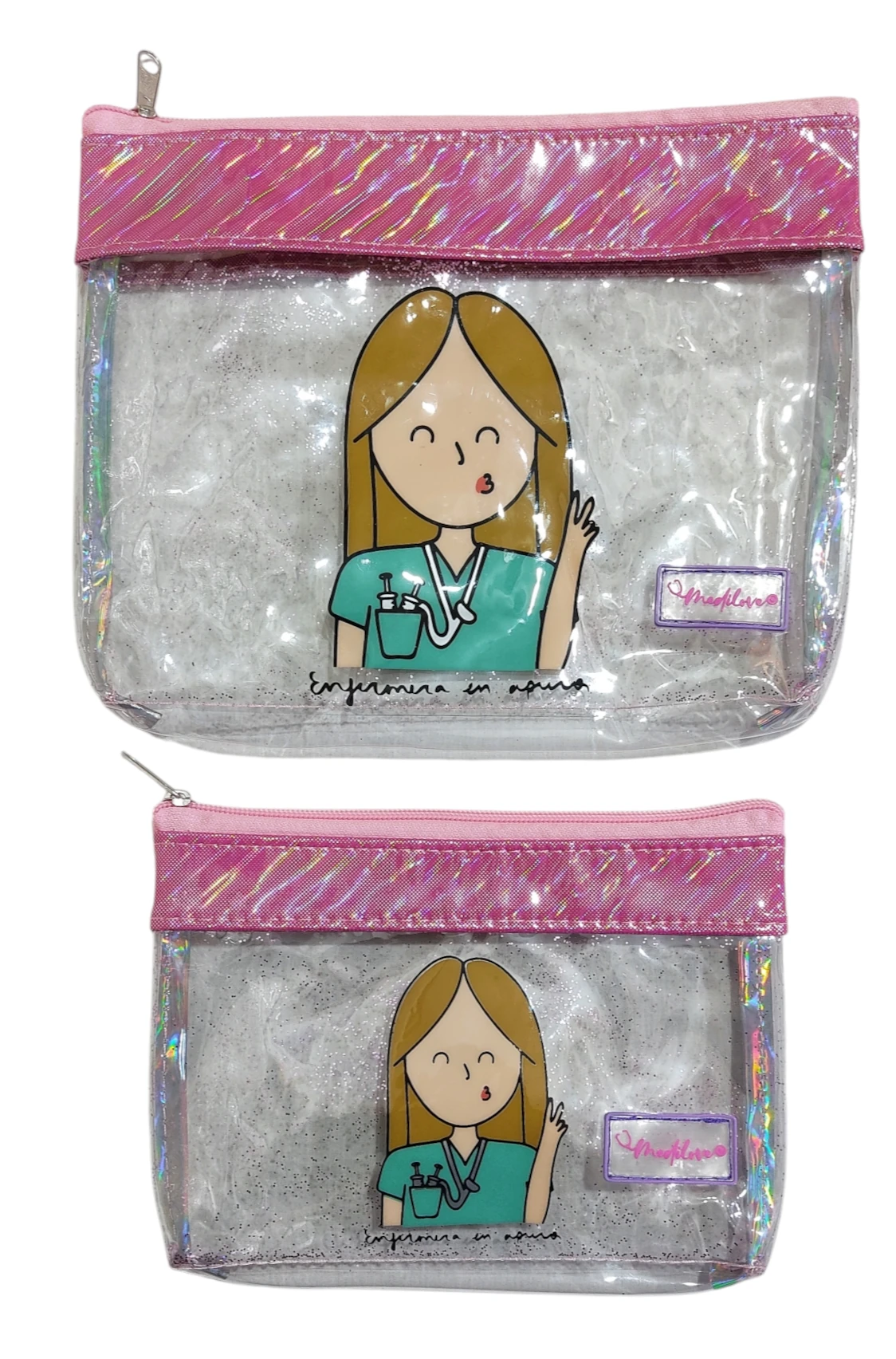 Dúo de bolsitos transparentes 02 Rosa